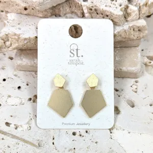 Contemporary pentagon shape dangle earrings