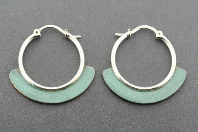 copper patina hoop with sterling silver