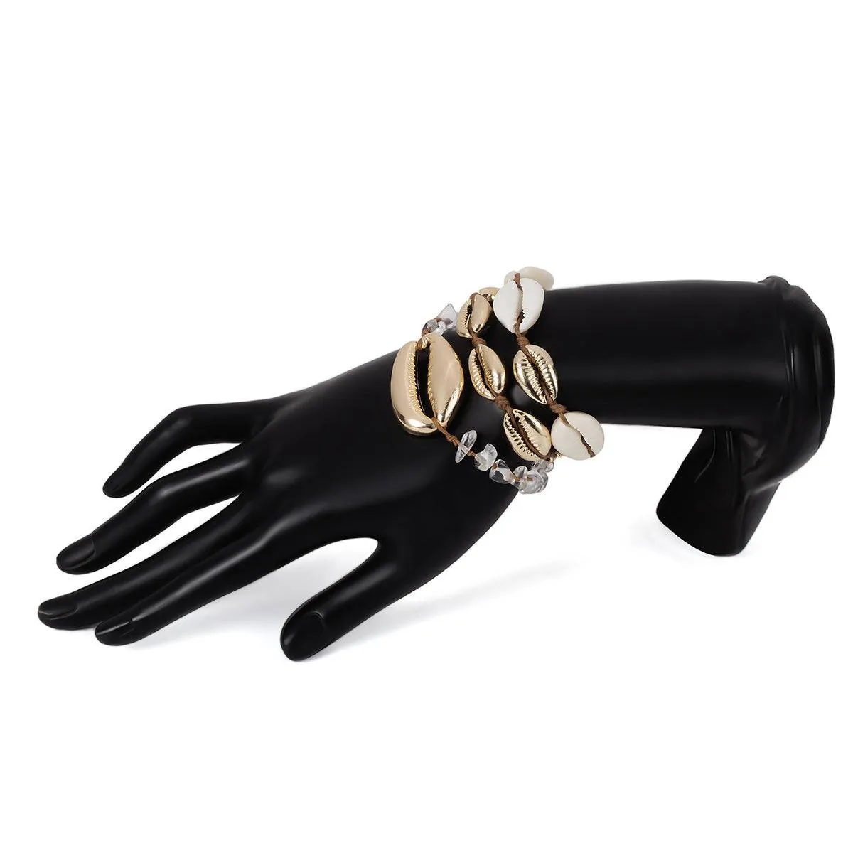 Cowrie Shell Bracelet set in natural and gold