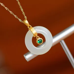 Creative Natural Hetian Chalcedony Diamond Hollow Pendant Women