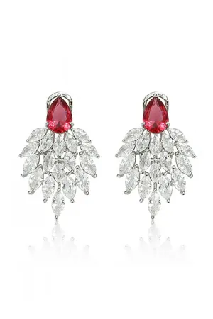Curveins White Leaf-Shaped Zirconia Earrings