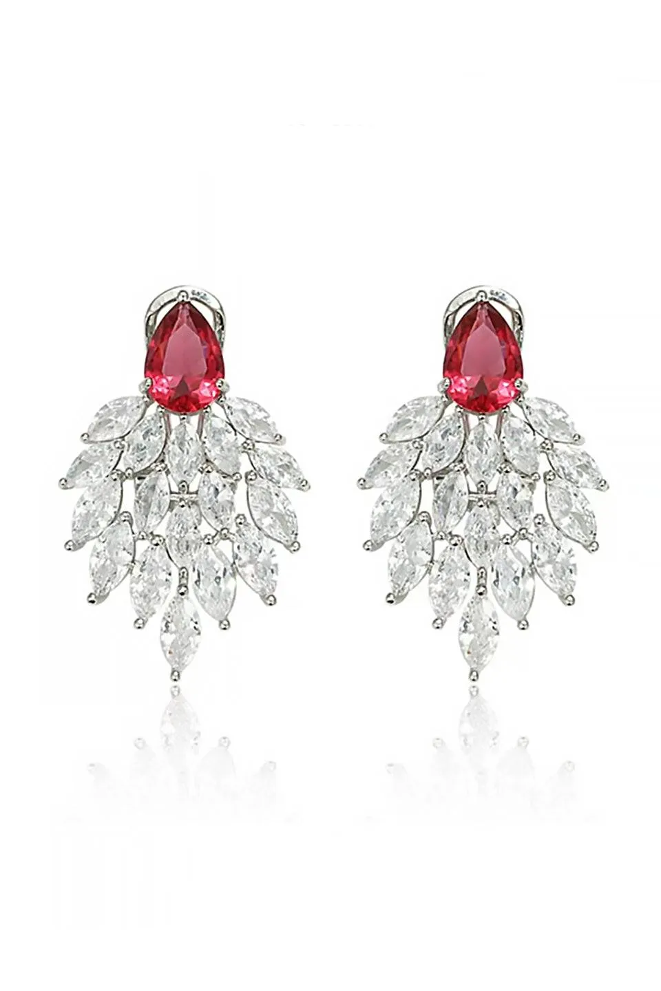 Curveins White Leaf-Shaped Zirconia Earrings