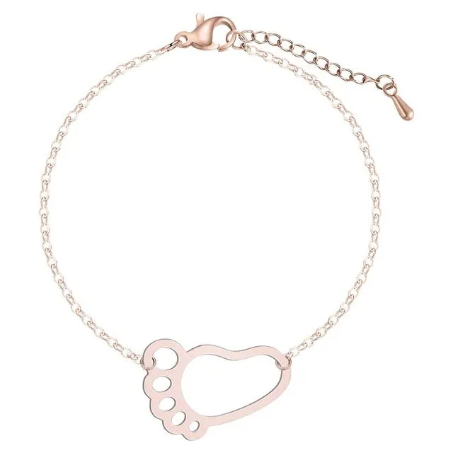 Cxwind Stainless Steel Child Feet Pendants Necklaces Mom Baby Monther's Day Gift Geometric Foot Necklace Charm Chain Jewelry