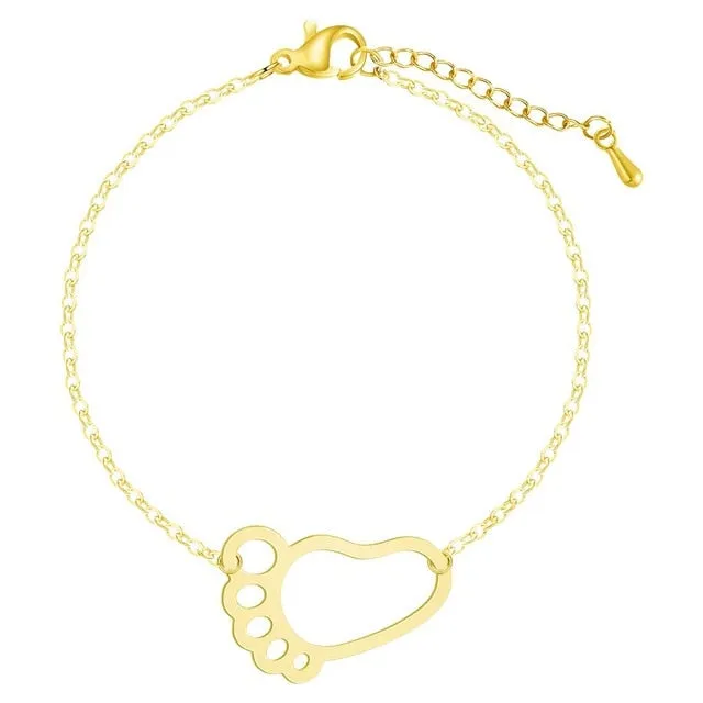 Cxwind Stainless Steel Child Feet Pendants Necklaces Mom Baby Monther's Day Gift Geometric Foot Necklace Charm Chain Jewelry