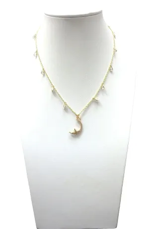 CZ Moon & Star Necklace