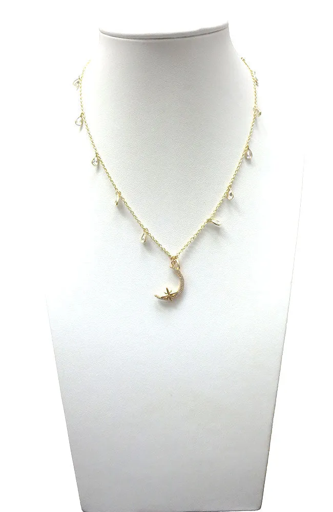 CZ Moon & Star Necklace