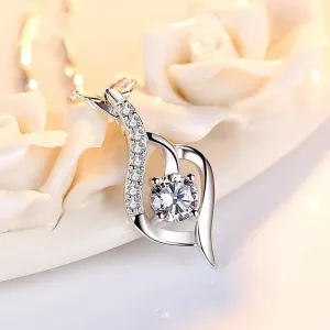 Dainty Gemstone Spiral Necklace Pendant With Zirconia 925 Sterling Silver