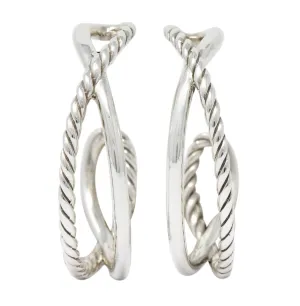 David Yurman Sterling Silver Twisted Cable Hoop Earrings