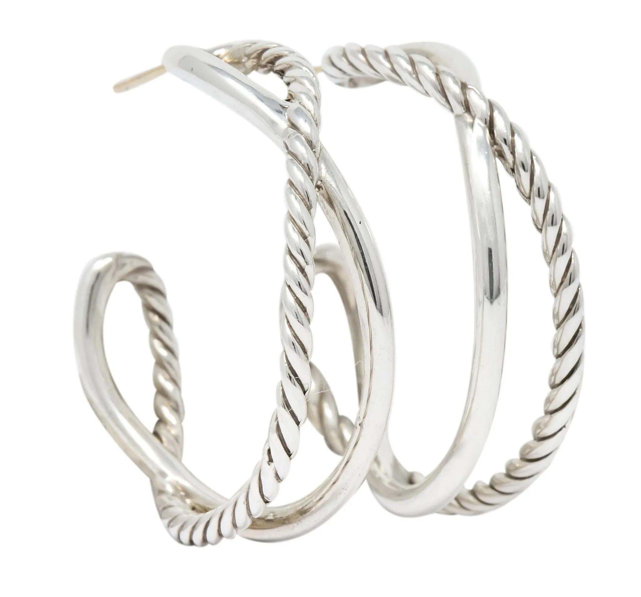 David Yurman Sterling Silver Twisted Cable Hoop Earrings