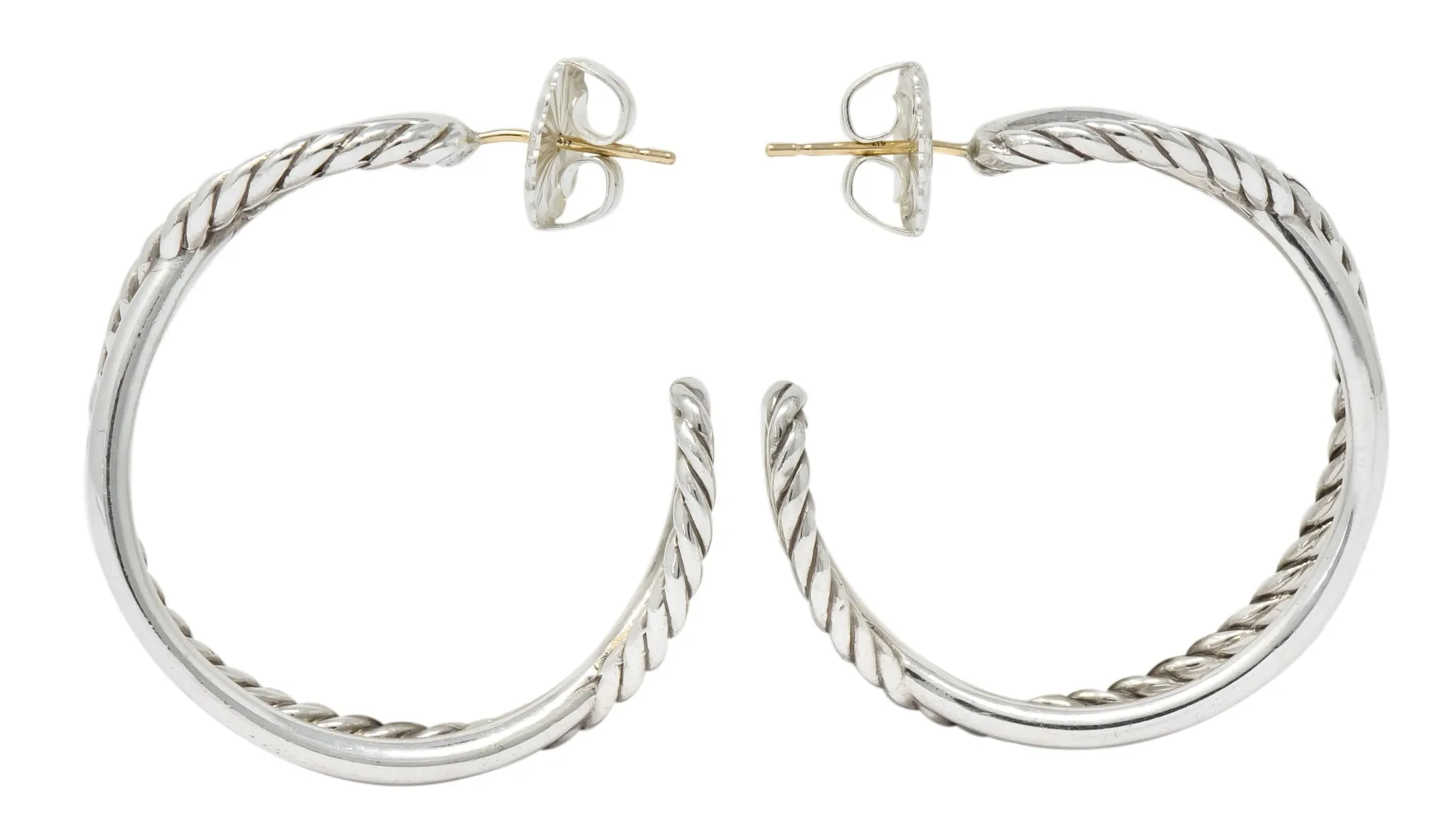 David Yurman Sterling Silver Twisted Cable Hoop Earrings