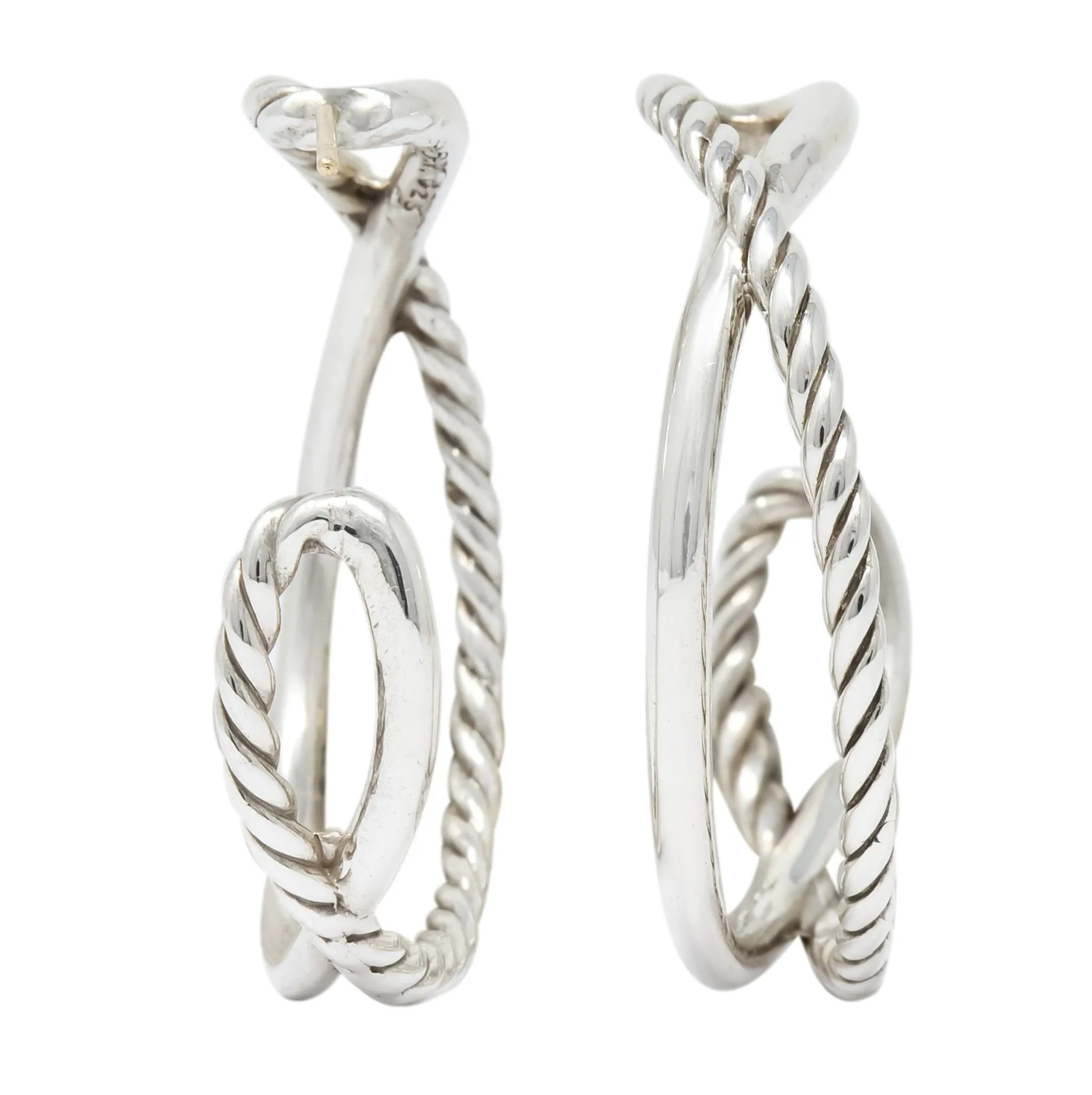 David Yurman Sterling Silver Twisted Cable Hoop Earrings