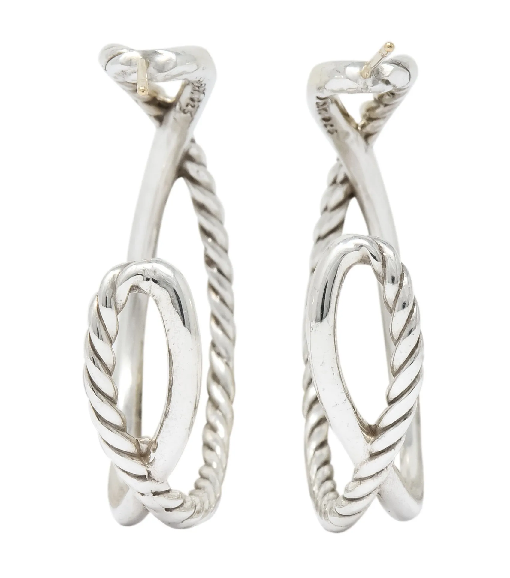 David Yurman Sterling Silver Twisted Cable Hoop Earrings