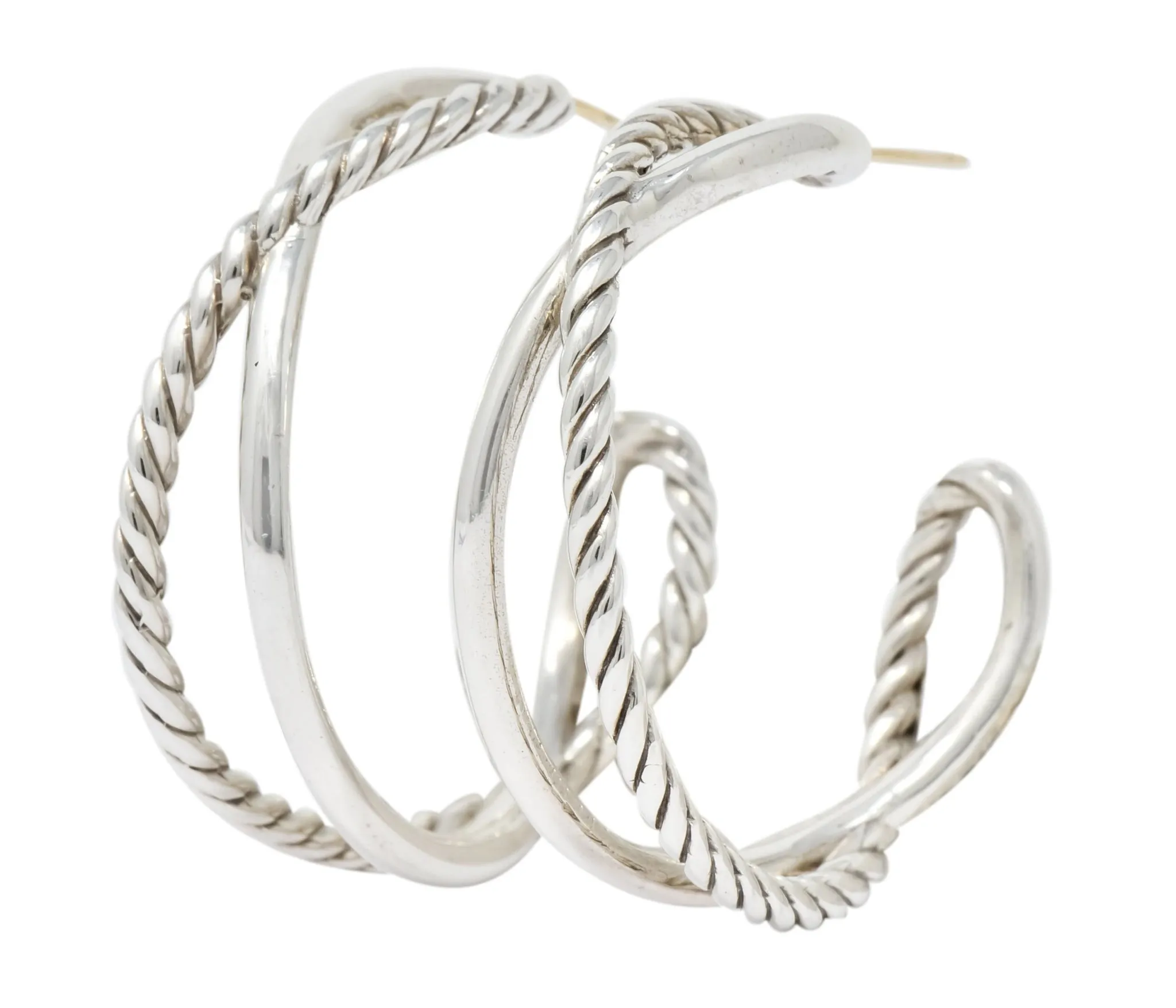 David Yurman Sterling Silver Twisted Cable Hoop Earrings