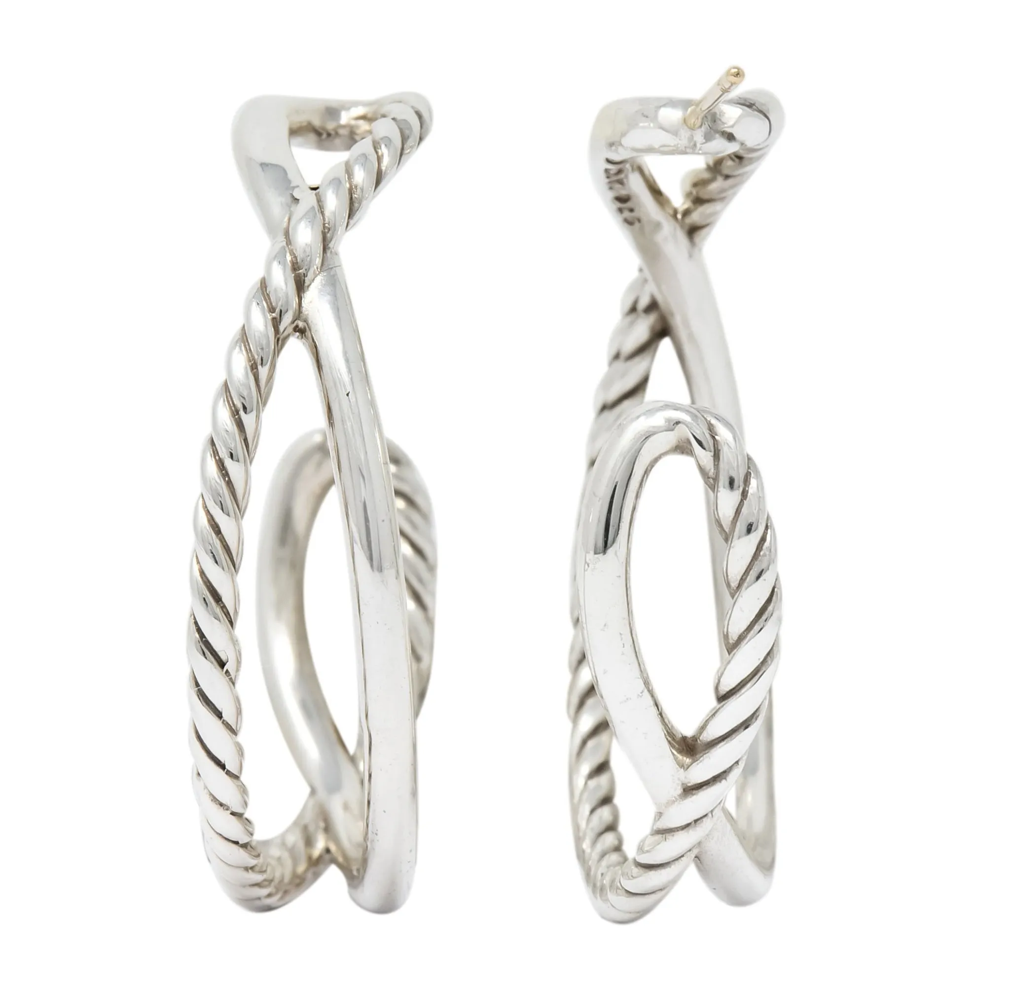 David Yurman Sterling Silver Twisted Cable Hoop Earrings
