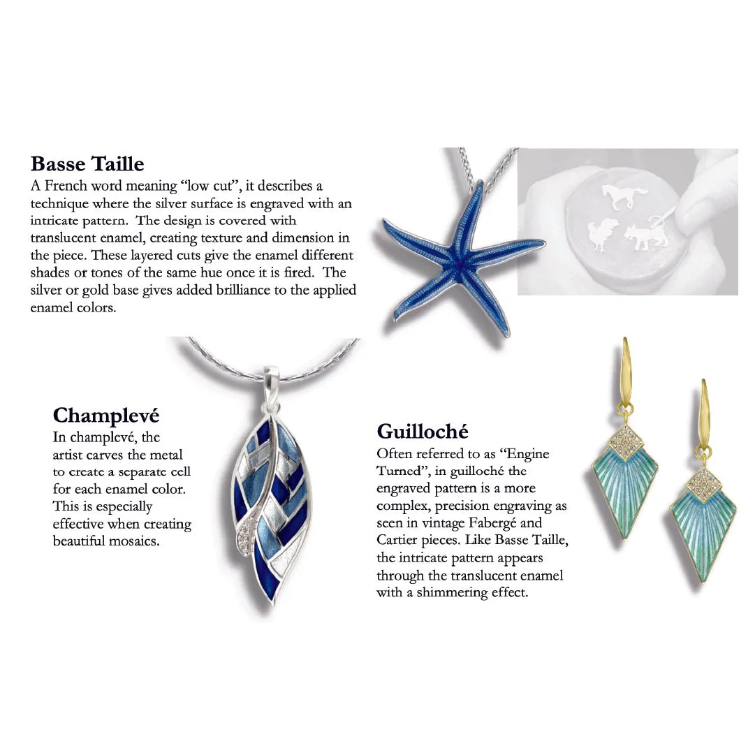 Deep Blue Petals 925 White Shine Center Cascade Chain Pendants