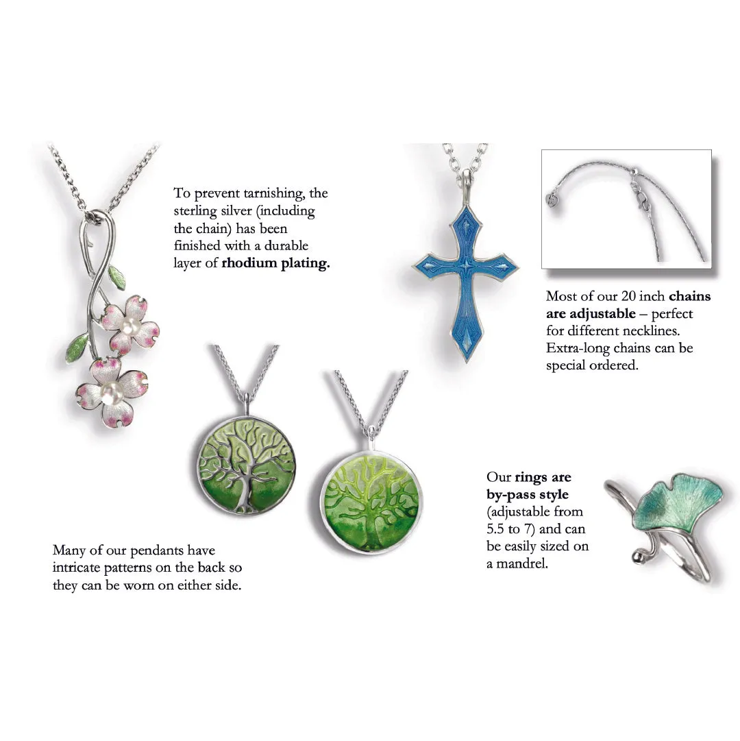 Deep Blue Petals 925 White Shine Center Cascade Chain Pendants