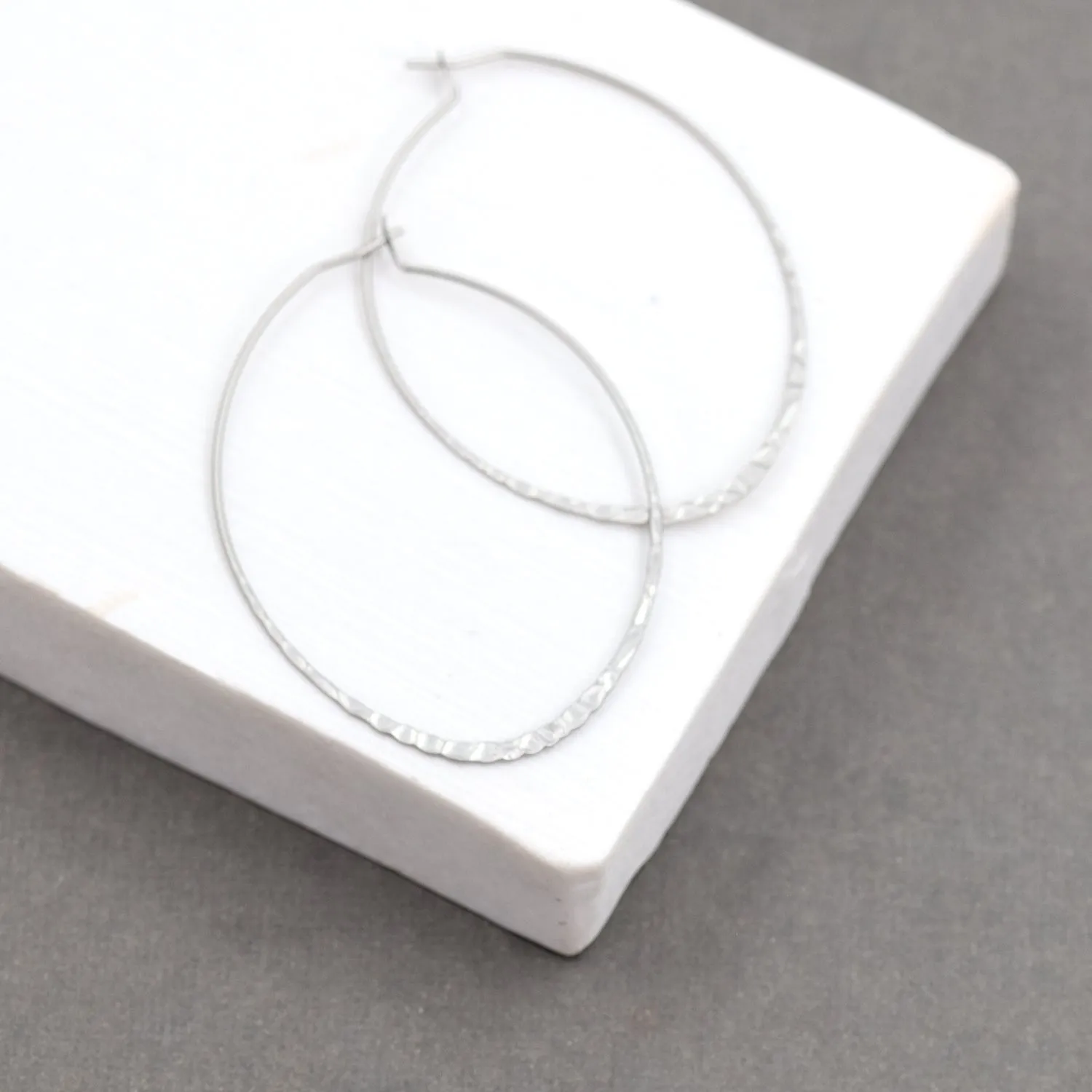 Delicate & fine oval hoop contemporary earrings