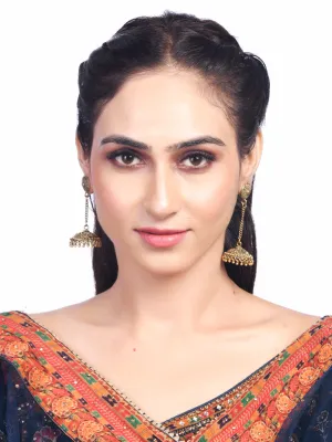 DESI COLOUR Gold-Toned  Multicoloured Contemporary Jhumkas
