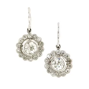 Diamond Cluster Drop Earrings