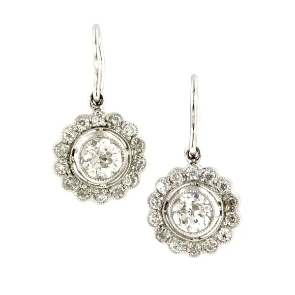 Diamond Cluster Drop Earrings
