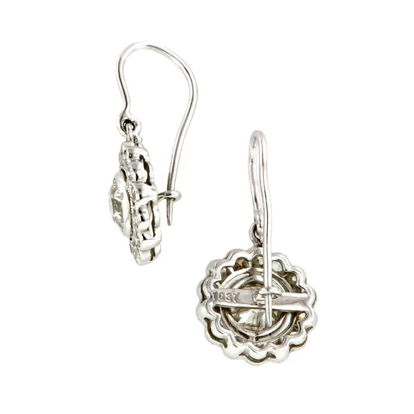 Diamond Cluster Drop Earrings