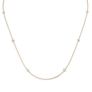 Diamond Yard Necklace 30 Inch 0.40ct F-VS Quality in 18k Rose Gold