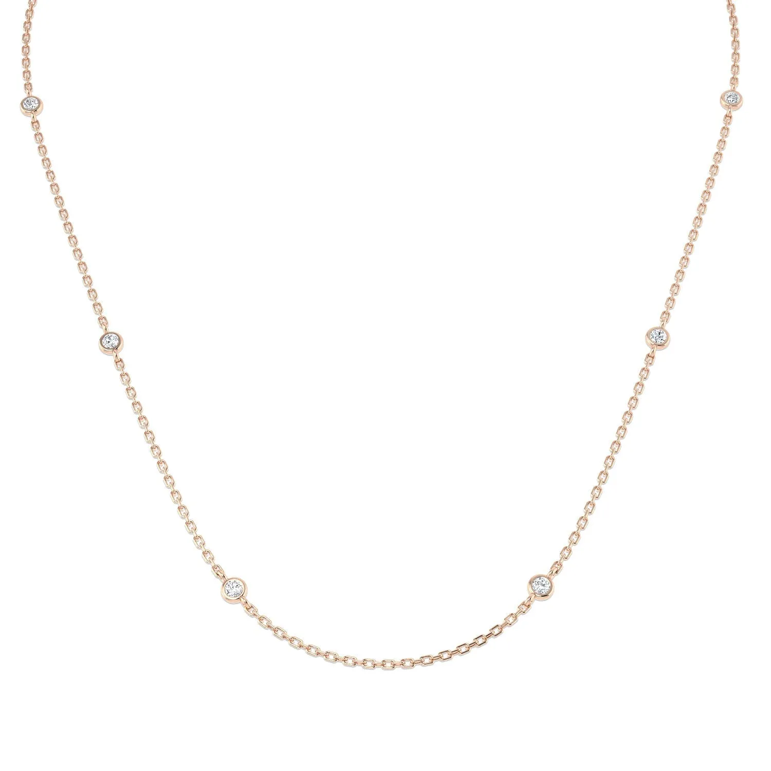 Diamond Yard Necklace 30 Inch 0.40ct F-VS Quality in 18k Rose Gold
