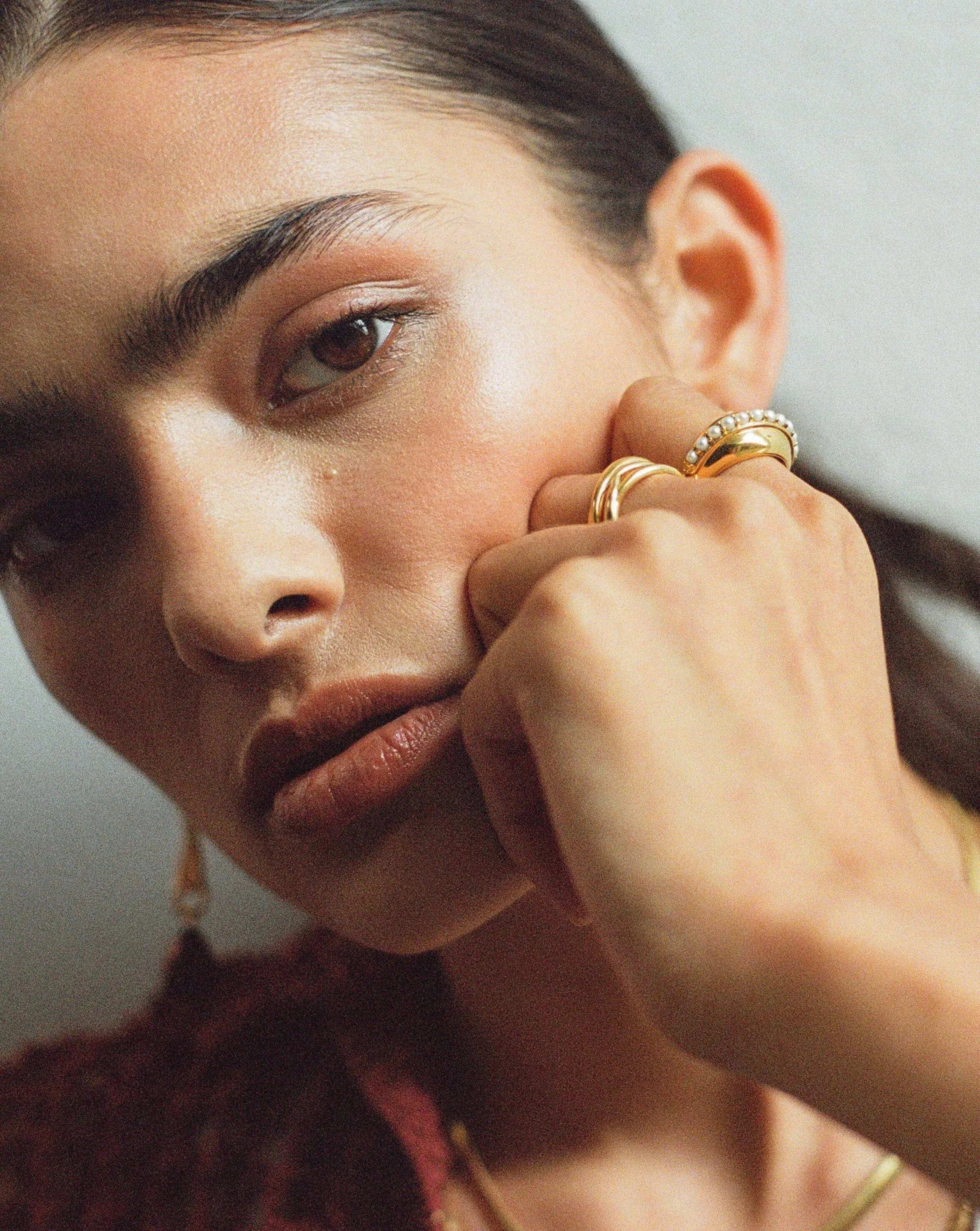 Dome Gemstone Ring | 18ct Gold Plated/Pearl