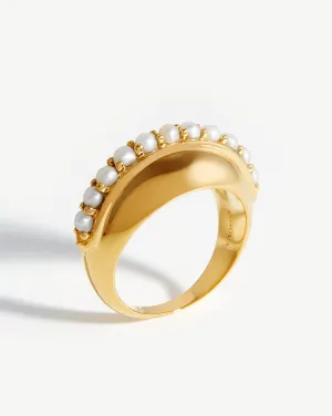 Dome Gemstone Ring | 18ct Gold Plated/Pearl