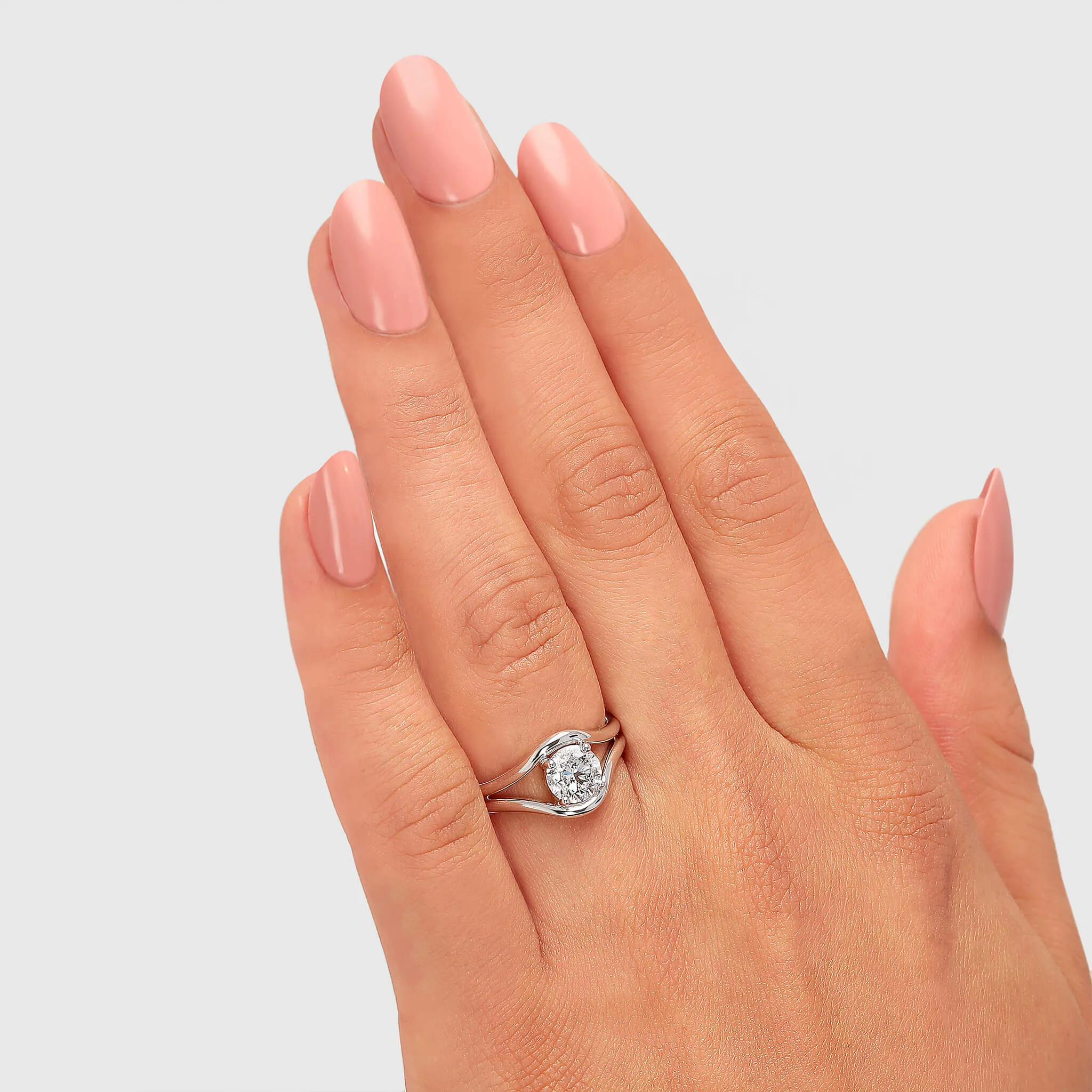 Double Silhouette Diamond Engagement Ring