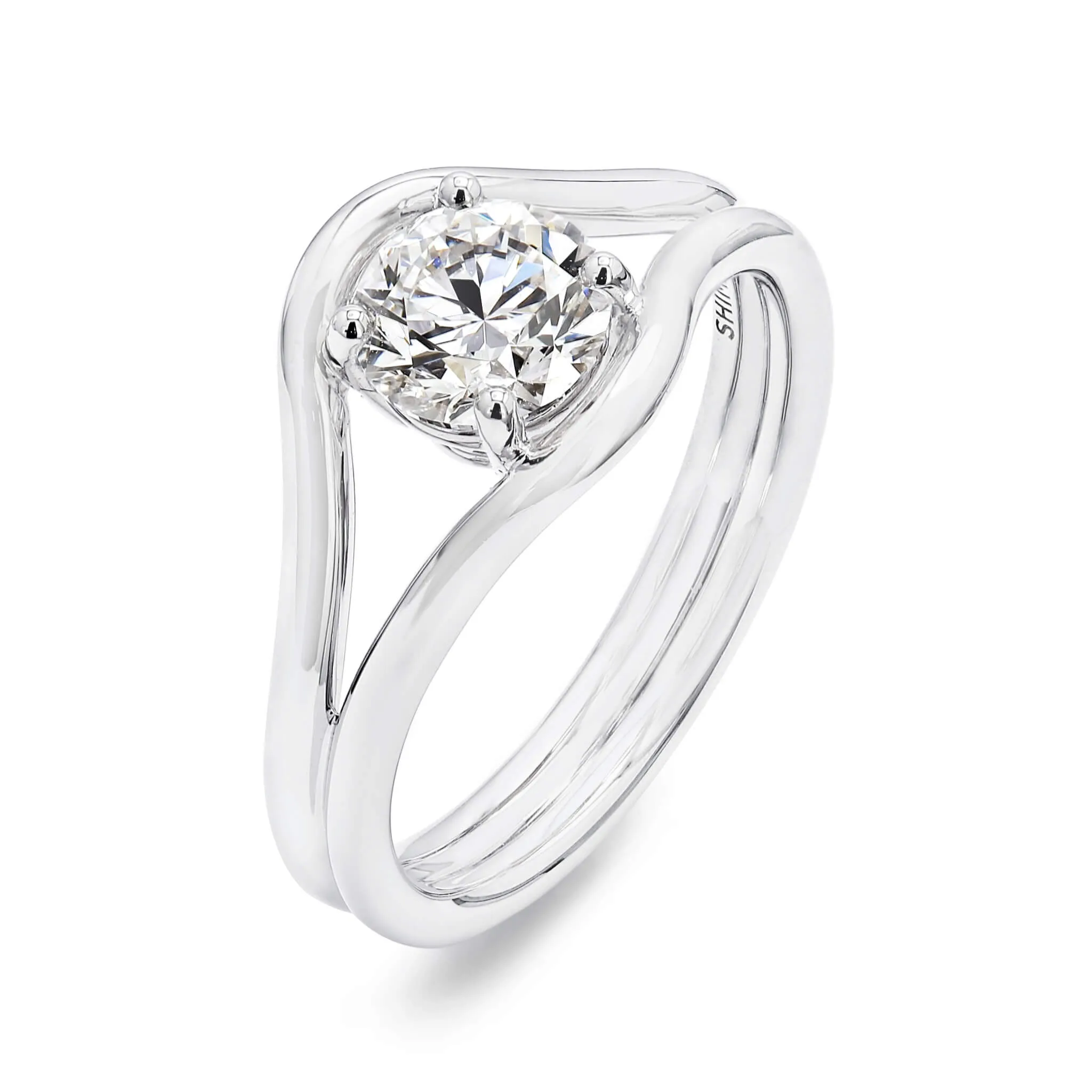 Double Silhouette Diamond Engagement Ring