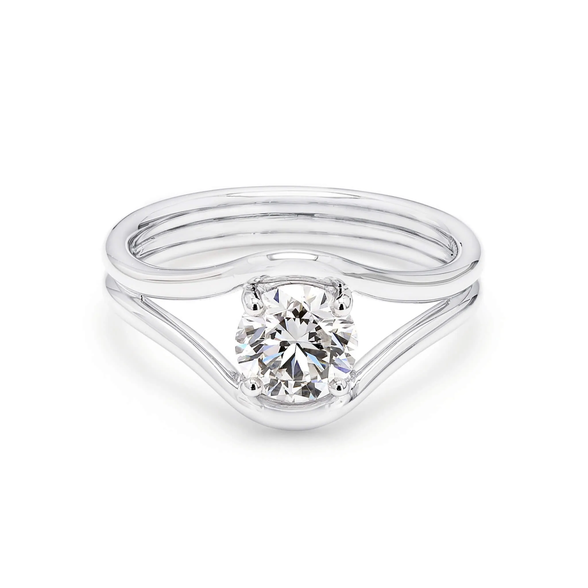 Double Silhouette Diamond Engagement Ring