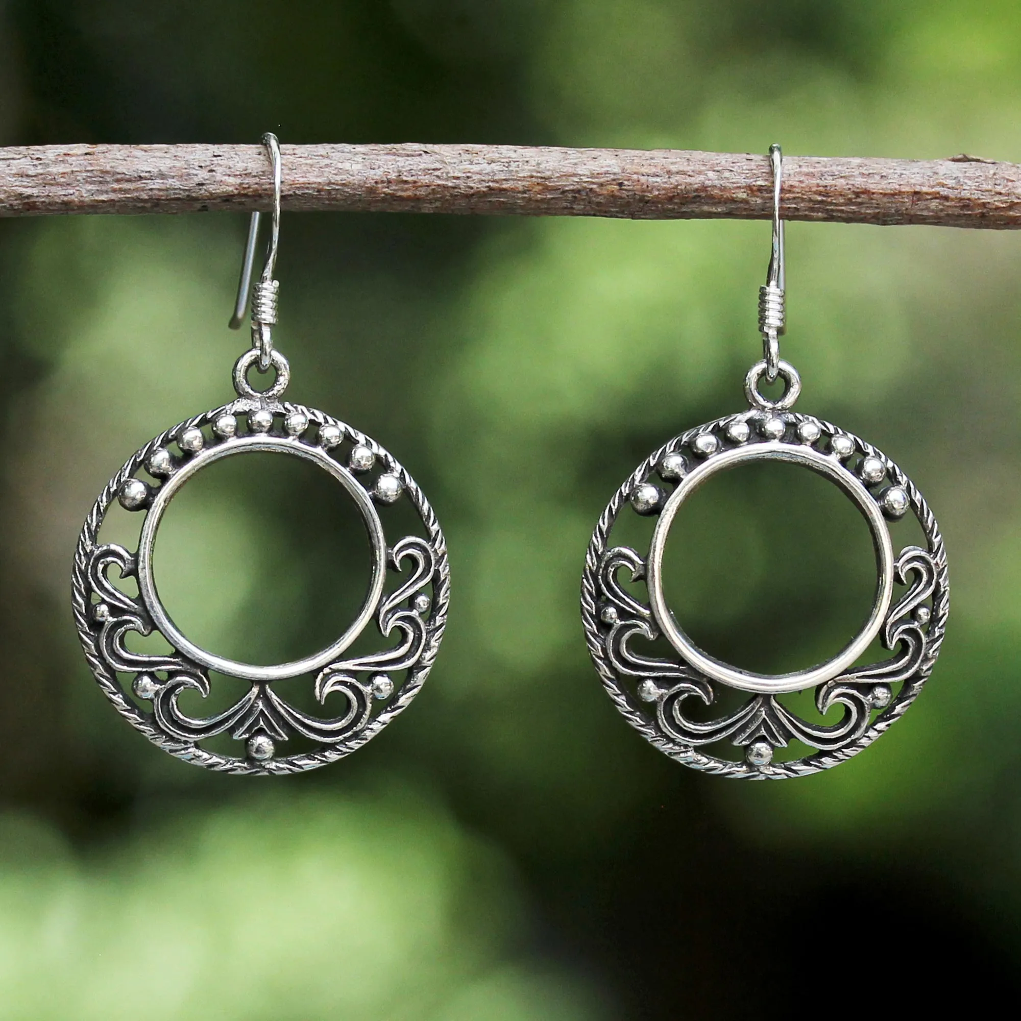 Dream Catcher Fair Trade Sterling Silver Dangle Earrings