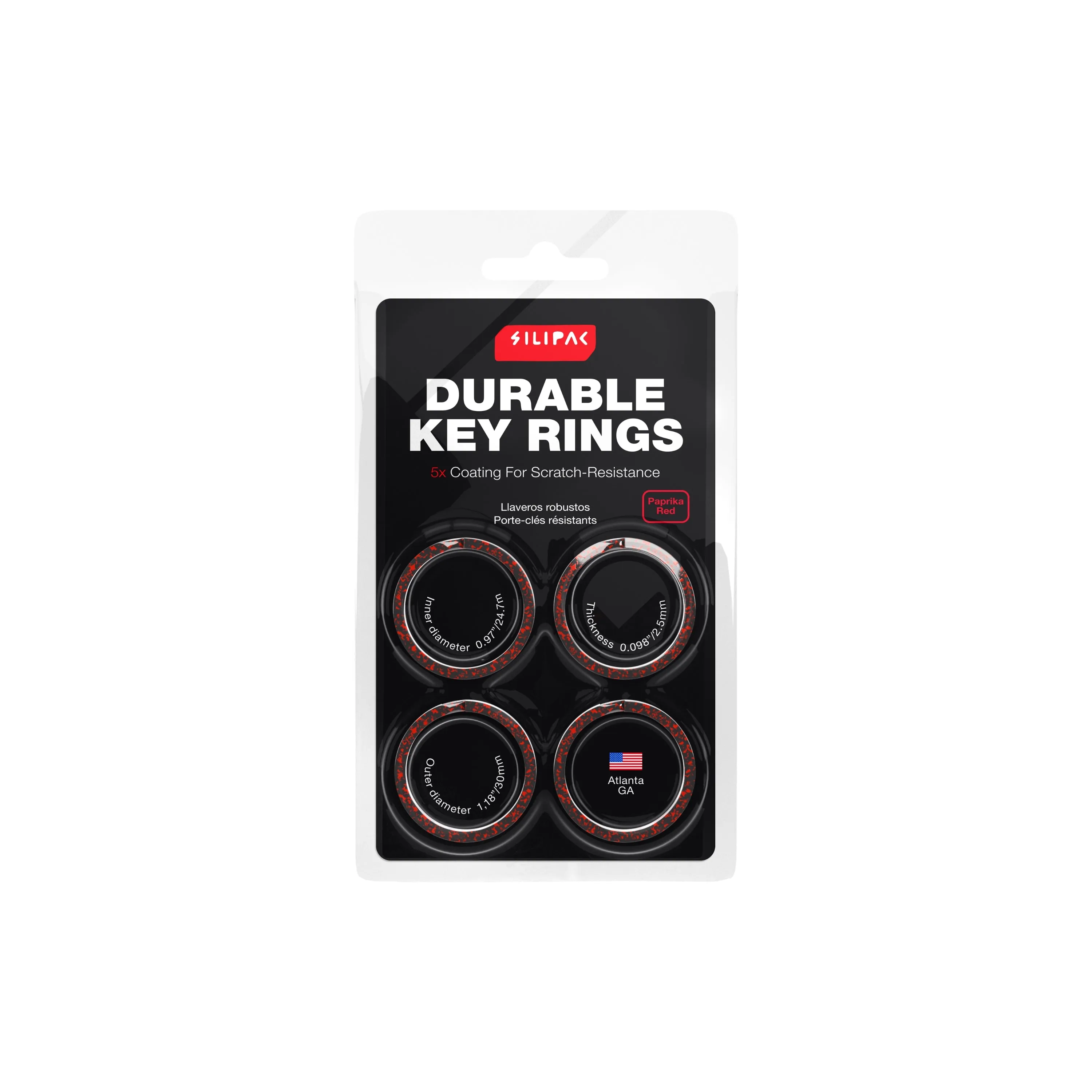 Durable Stylish Key Rings (Paprika Red)