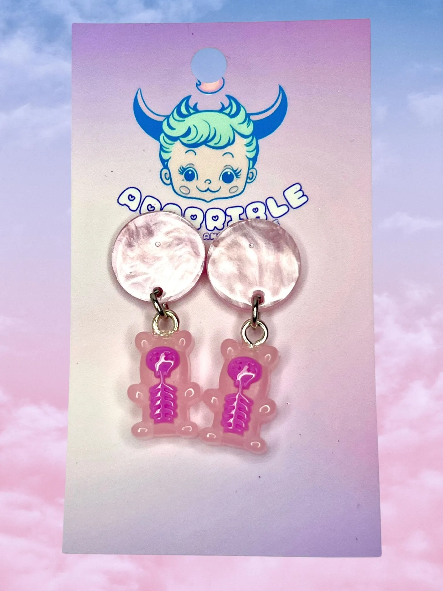 Electrified Skeleton Gummi Bear Dangle Earrings