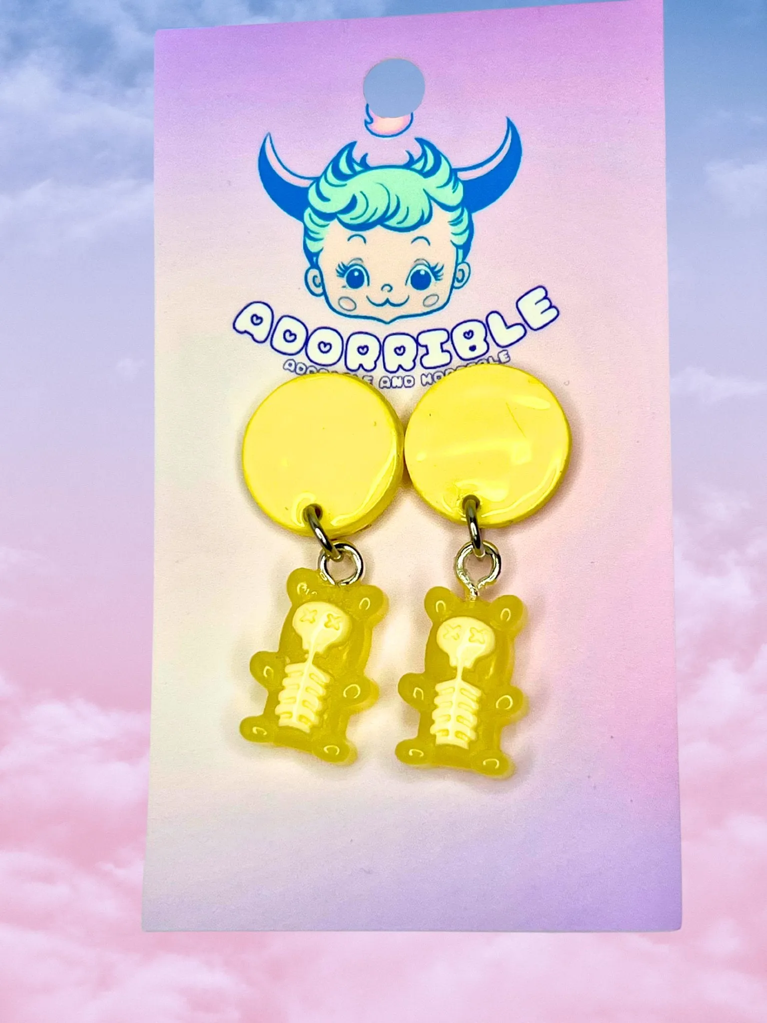 Electrified Skeleton Gummi Bear Dangle Earrings
