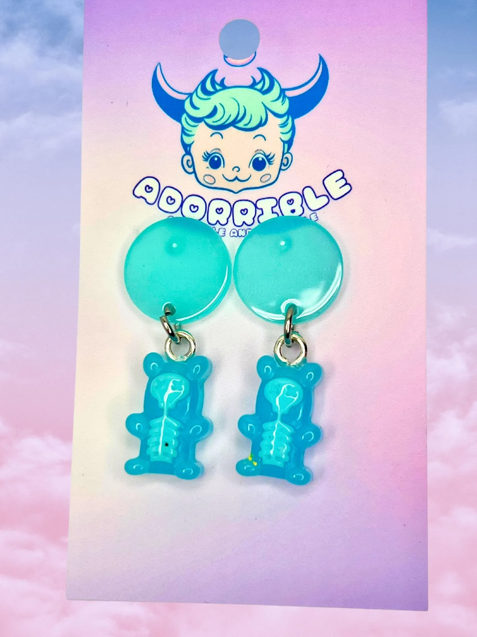 Electrified Skeleton Gummi Bear Dangle Earrings
