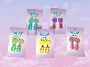 Electrified Skeleton Gummi Bear Dangle Earrings