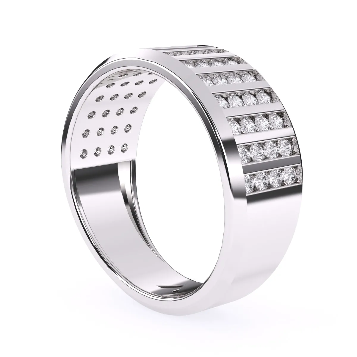 Elegant Channel Set Round Diamond Wedding Band