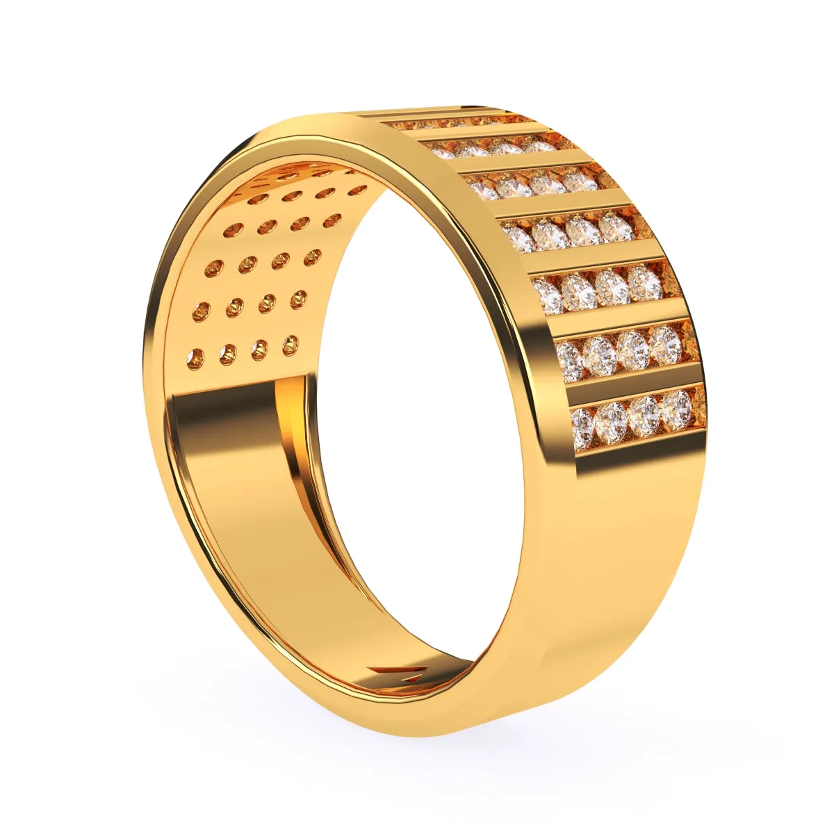 Elegant Channel Set Round Diamond Wedding Band