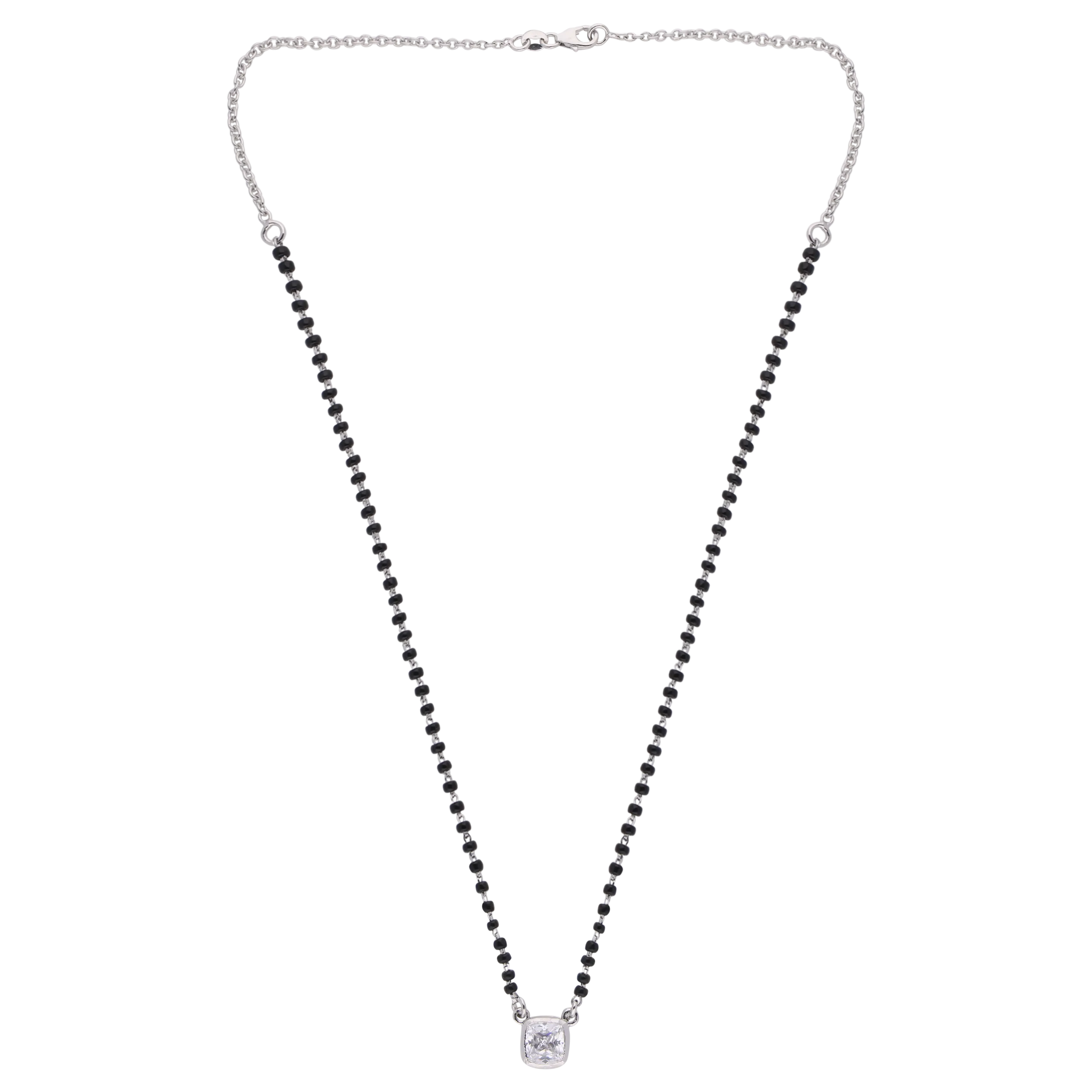 Elegant Cushion-Cut Solitaire Mangalsutra Necklace | SKU: 0021327988