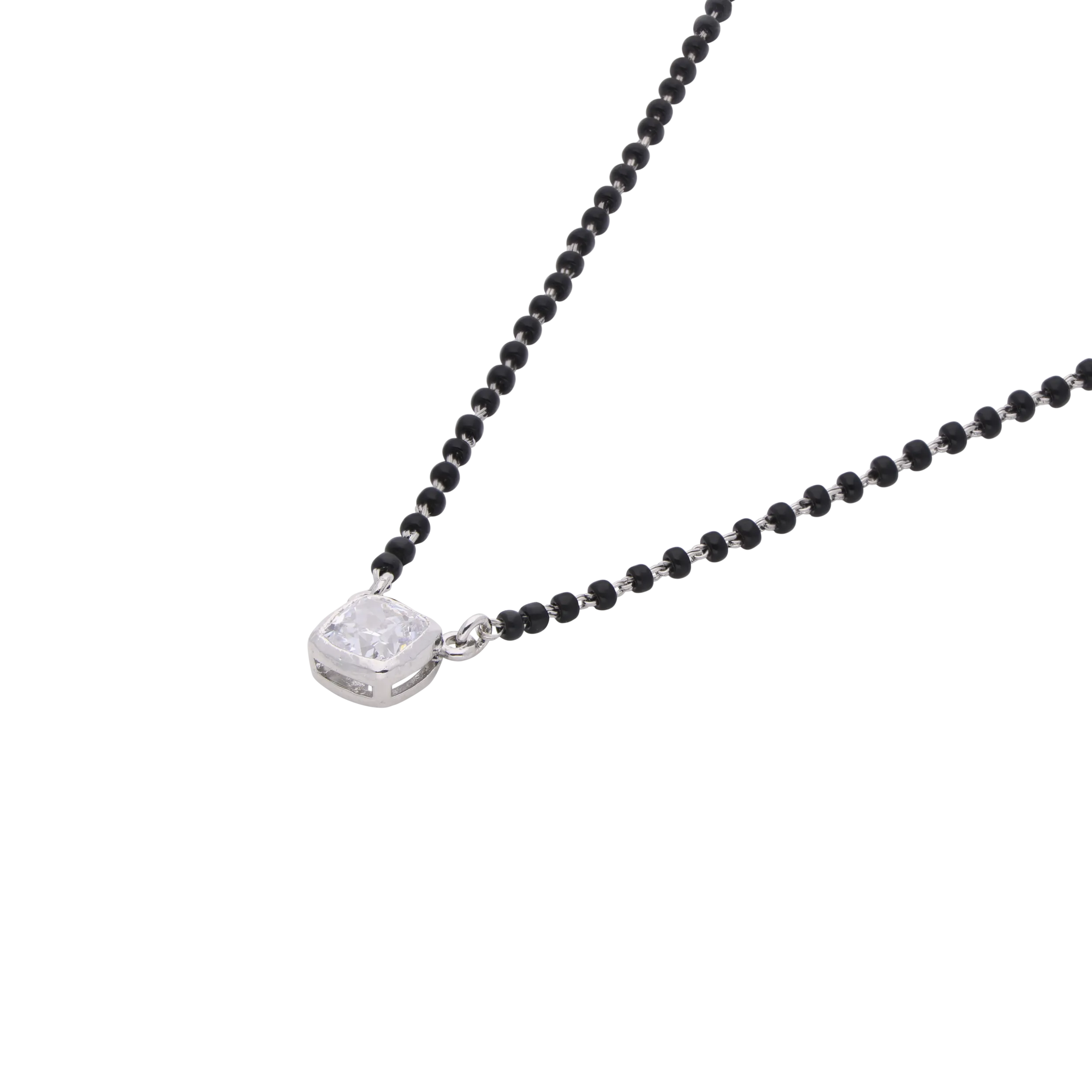 Elegant Cushion-Cut Solitaire Mangalsutra Necklace | SKU: 0021327988