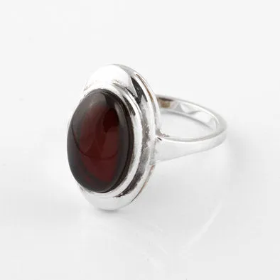 Elegant Oval Cherry Amber Ring