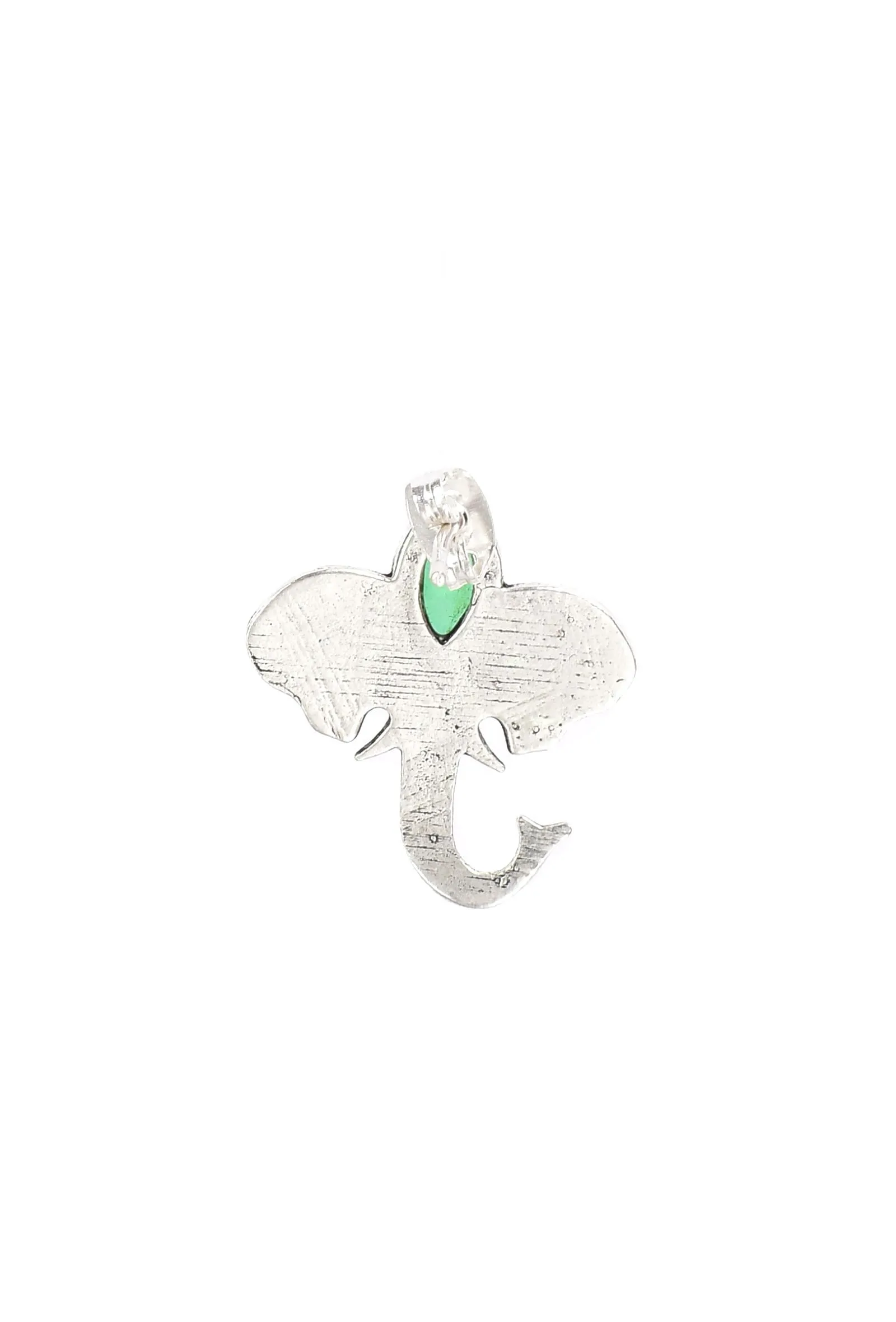 Elephant with Green Stone Brass Earrings
