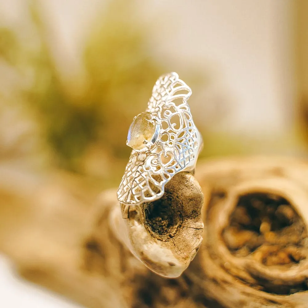 Elven Flower Cutstone Sterling Silver Rings