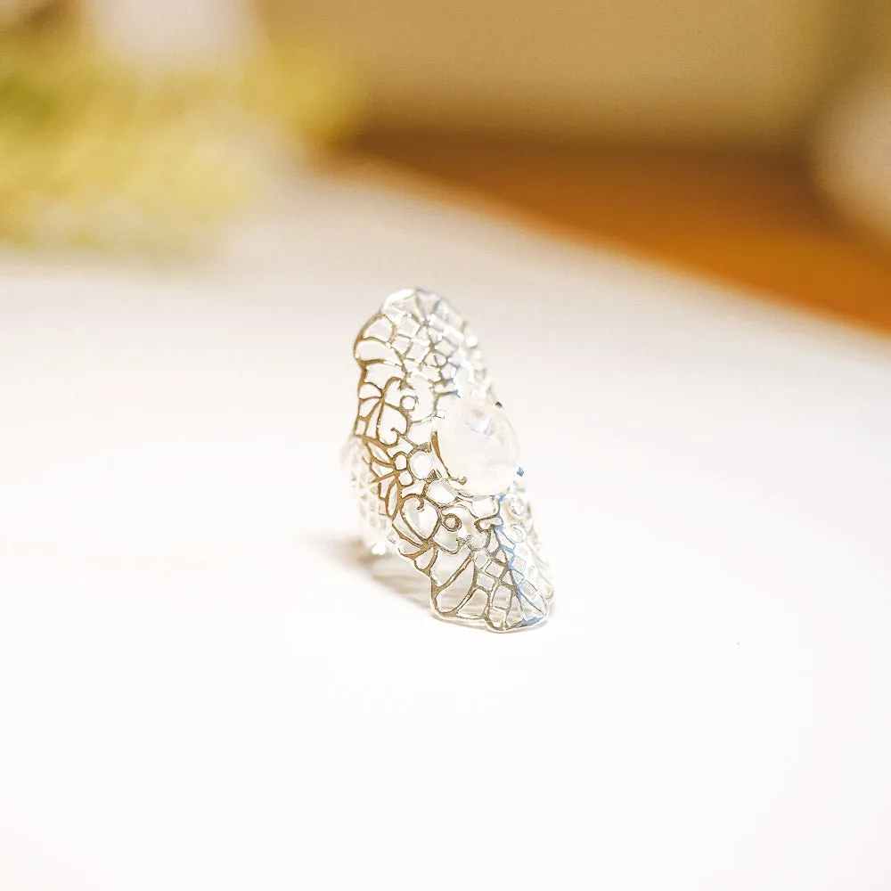Elven Flower Cutstone Sterling Silver Rings