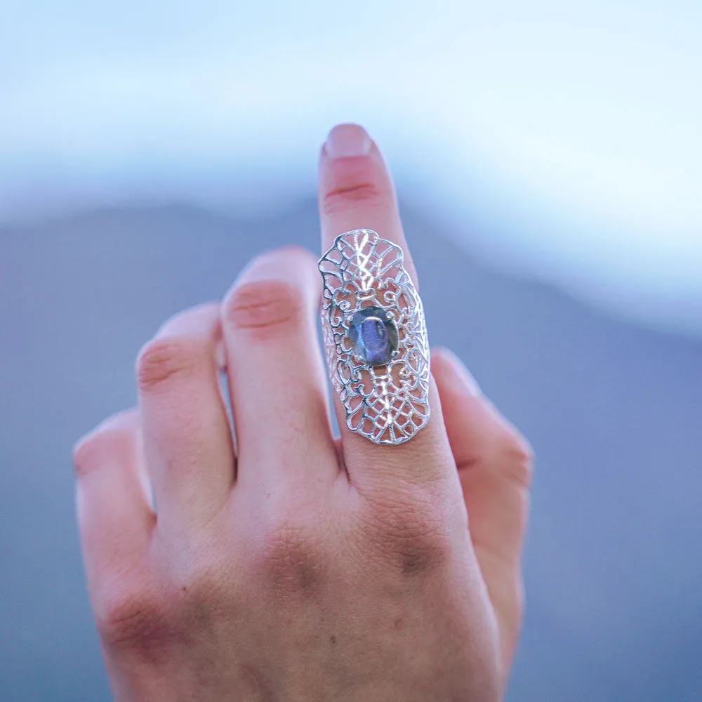 Elven Flower Cutstone Sterling Silver Rings
