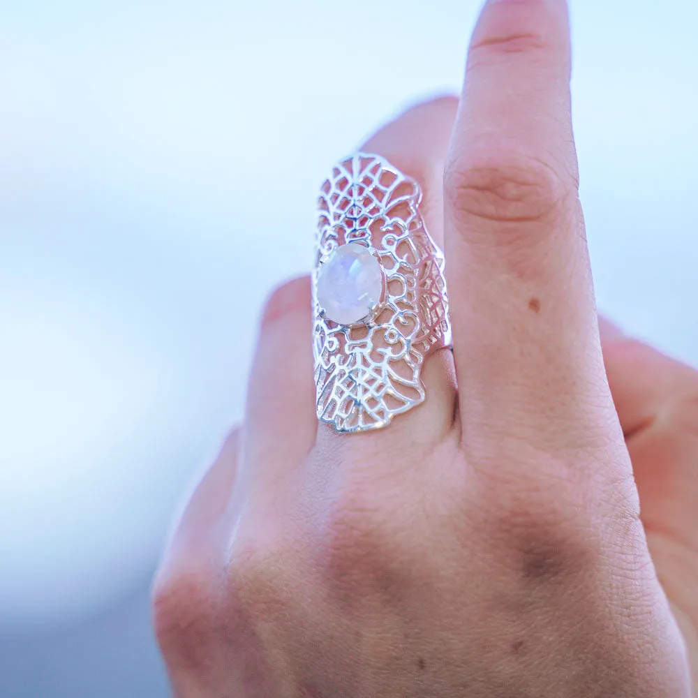 Elven Flower Cutstone Sterling Silver Rings