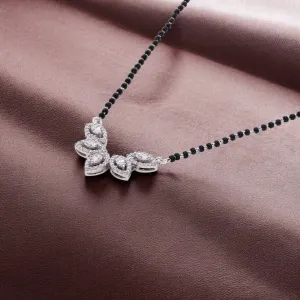 Elysian Marquise-Cut Mangalsutra in Sterling Silver with Black Beads | SKU : 0003535370