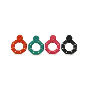 Enamel Octagon Colorful Stud Earrings